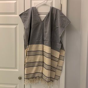 Swim kaftan. Blue and beige